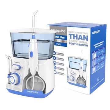 Waterpulse V300 Water Flosser with 5 Tips, Advanced Pressure Control System with 10 Settings, 800ML Large Capacity Dental Plaque Removal Oral Irrigator - Imported from UK